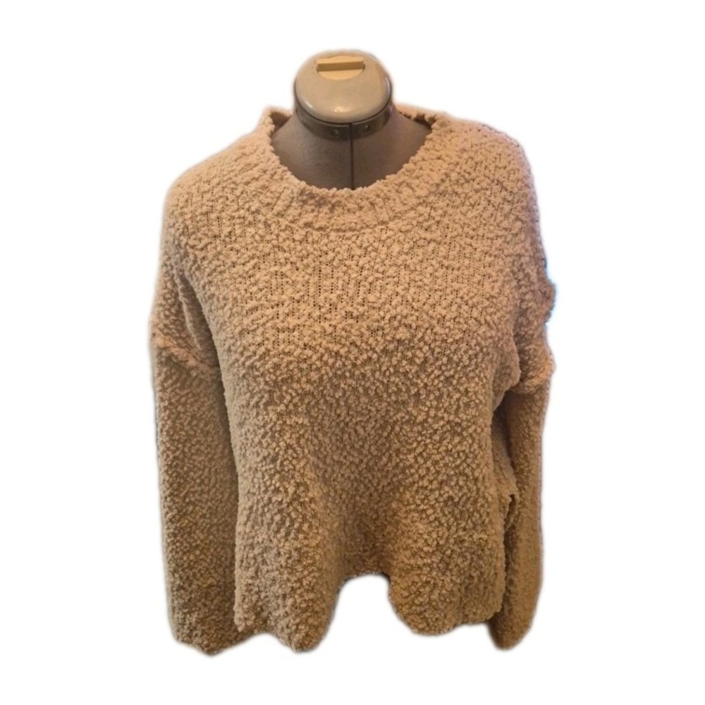 Bobeau  Drop Sleeve Step Hem Popcorn Sweater Cream‎ Size L MM4ME4